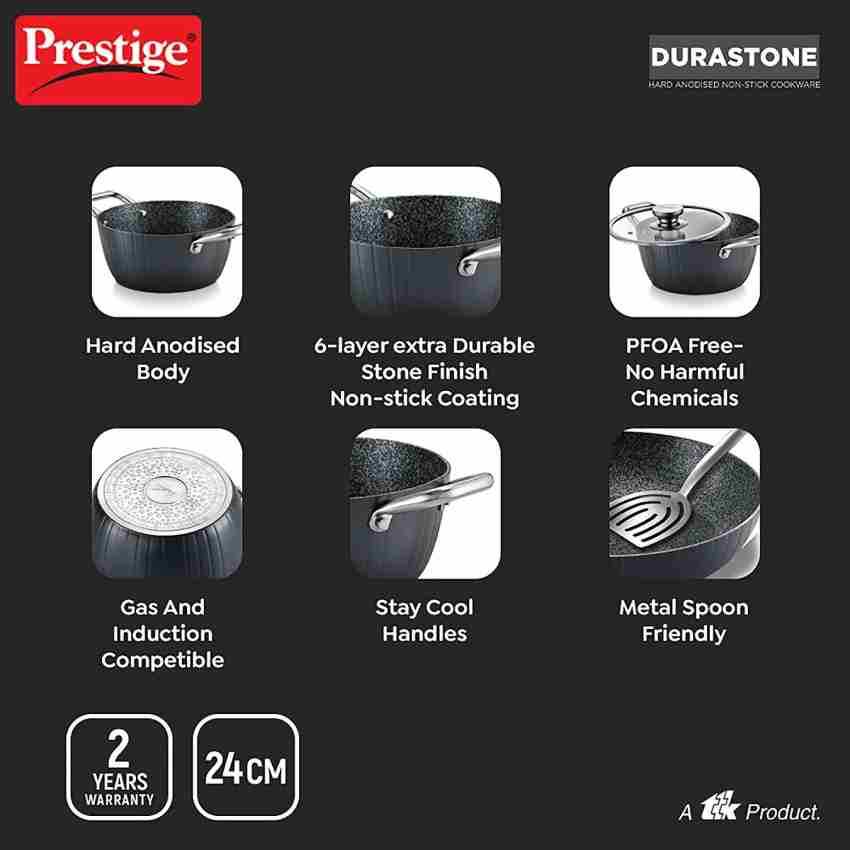 Prestige Durastone Hard Anodised 6 Layer Non-Stick Tea Pan with