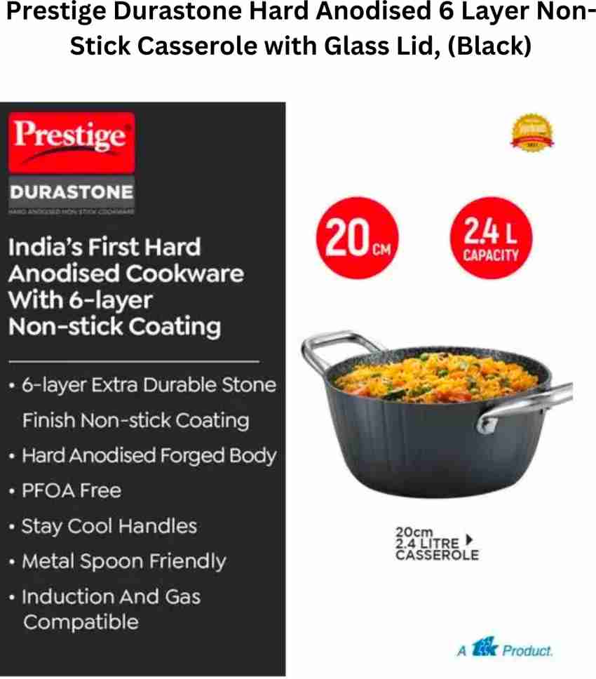 Prestige Durastone Hard Anodised 6 Layer Non-Stick Omni Tawa, (Black)