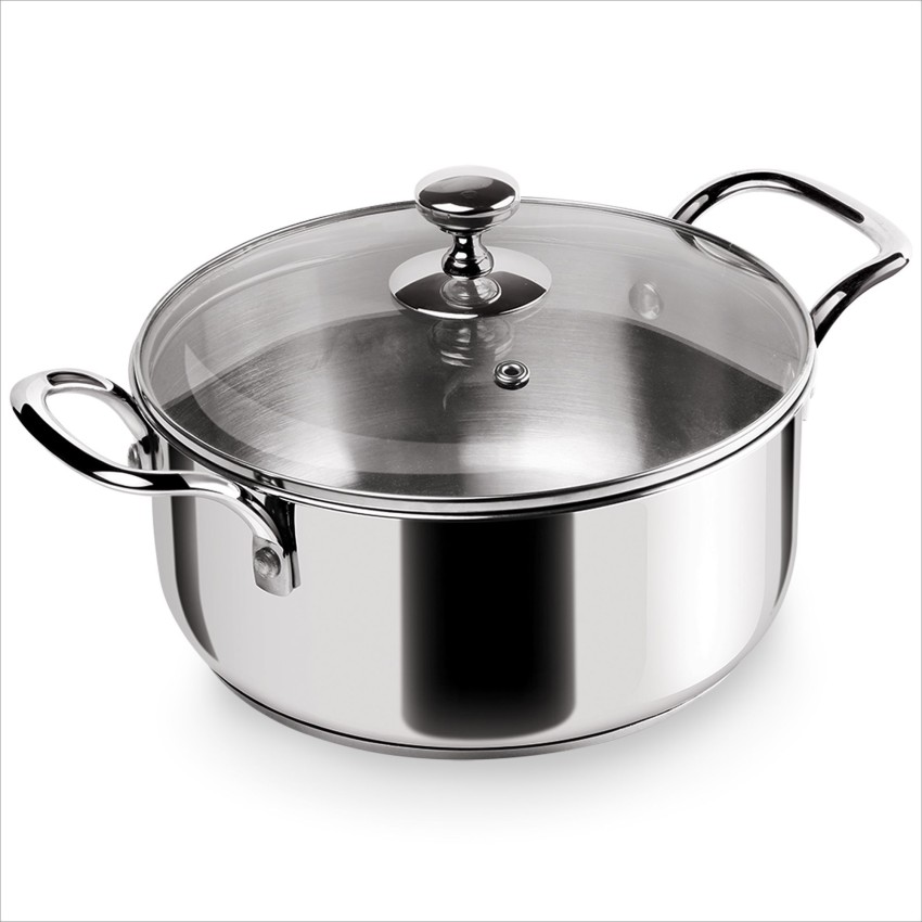 Nirlon Platinum TriPly Stainless Steel Casserole + Glass Lid