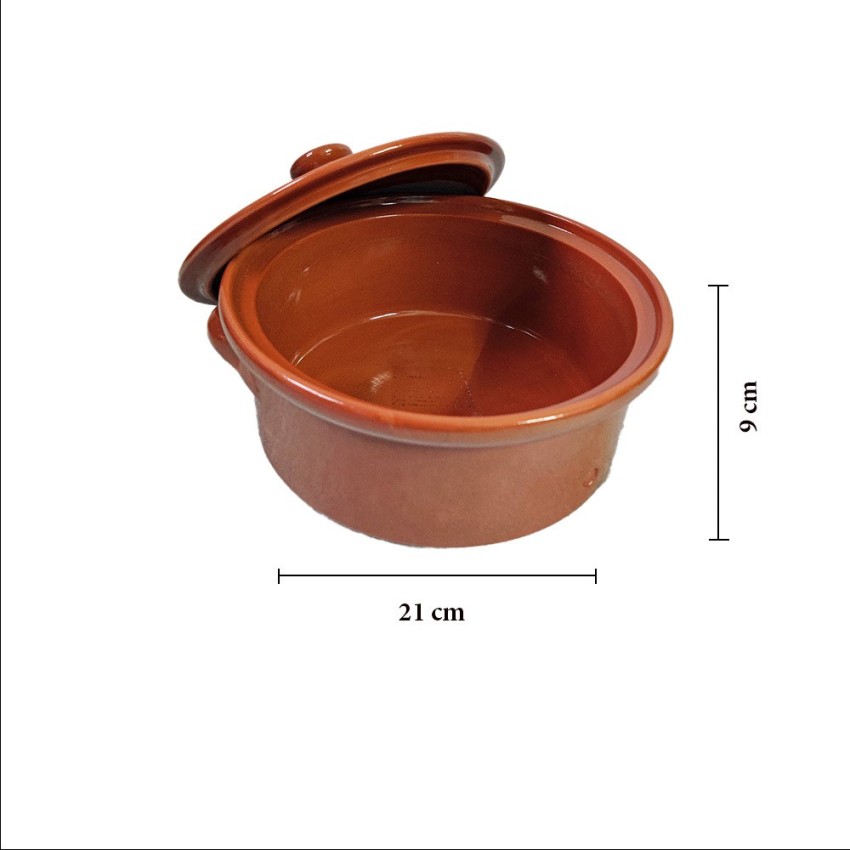 The Little Basket Handmade Brown Terracotta Round Glazed Mitti