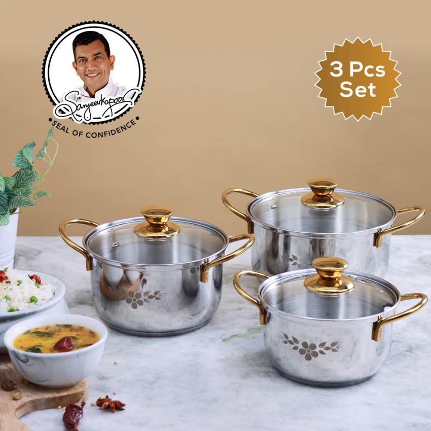 Wonderchef Nigella Tri-Ply Stainless Steel 28 cm Kadhai with Lid