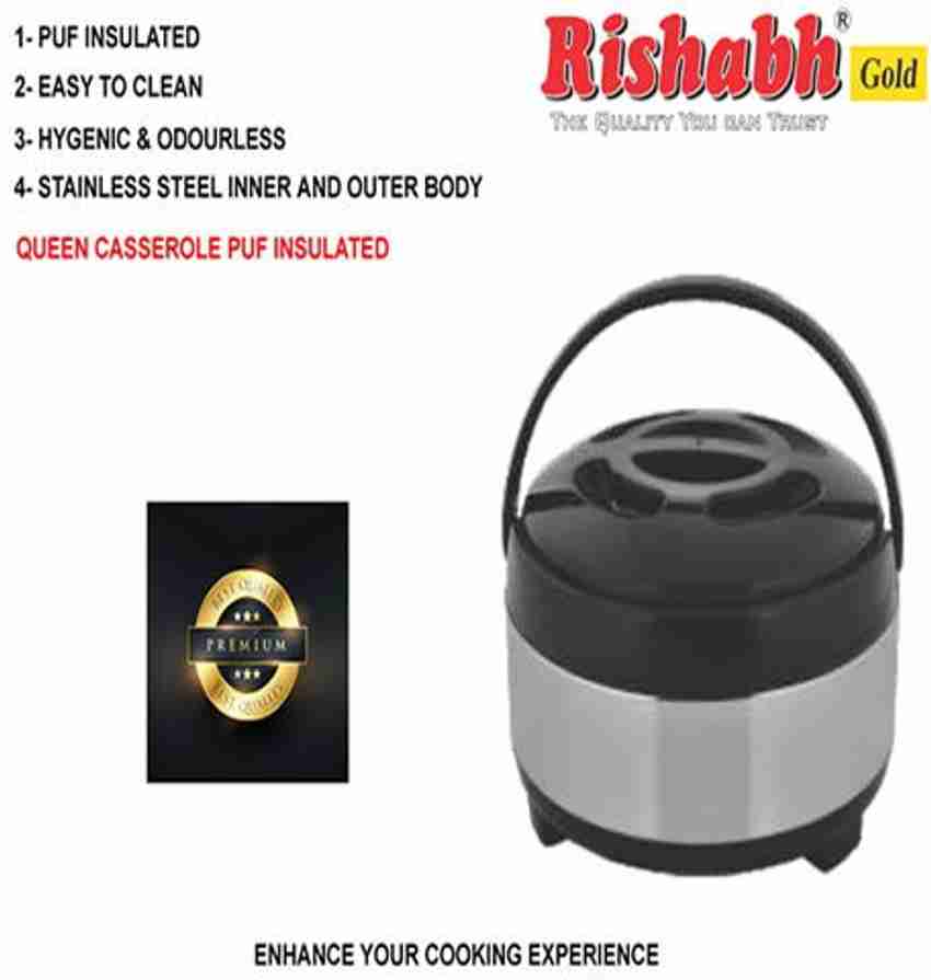 Rishabh Gold Stainless Steel 2500ml Puf Insulated Casserole for