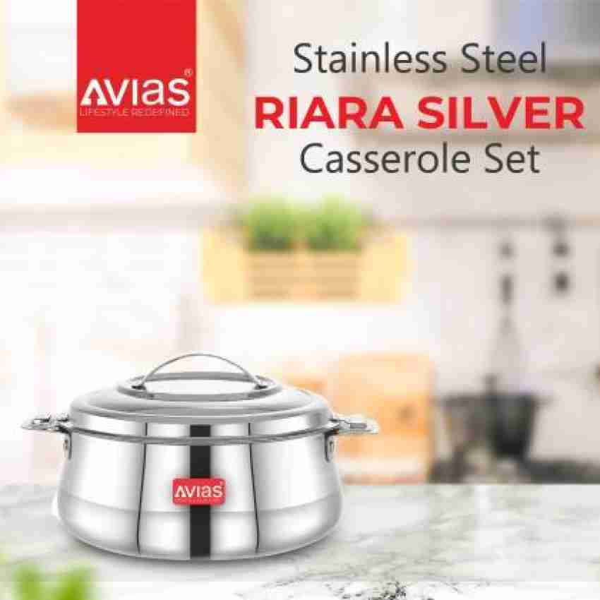 AVIAS Riara Silver Premium Stainless Steel Casserole/ Hotbox