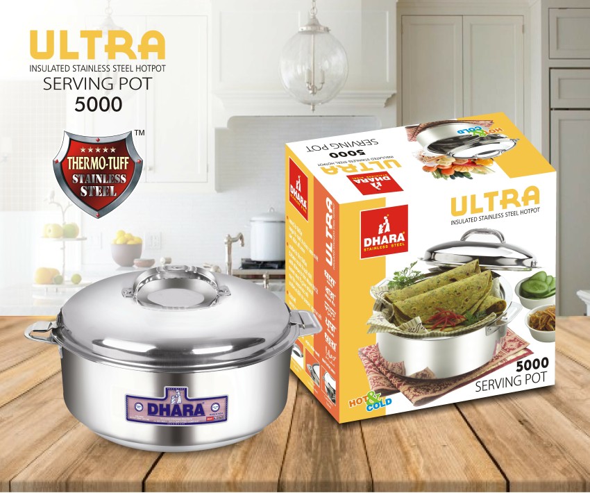 METREY Casserole/HotPot,chapati Box/chapati Container/hot case in Stainless  Steel 10000 ML -CTKTC6042