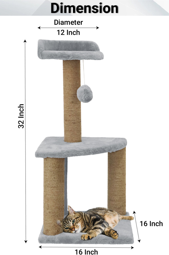 Hiputee Soft Fur Activity Cat Tree Scratching Post Natural Sisal