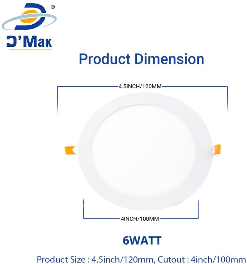 D Mak 6 Watt LED Round False Ceiling Recessed Panel Light for POP