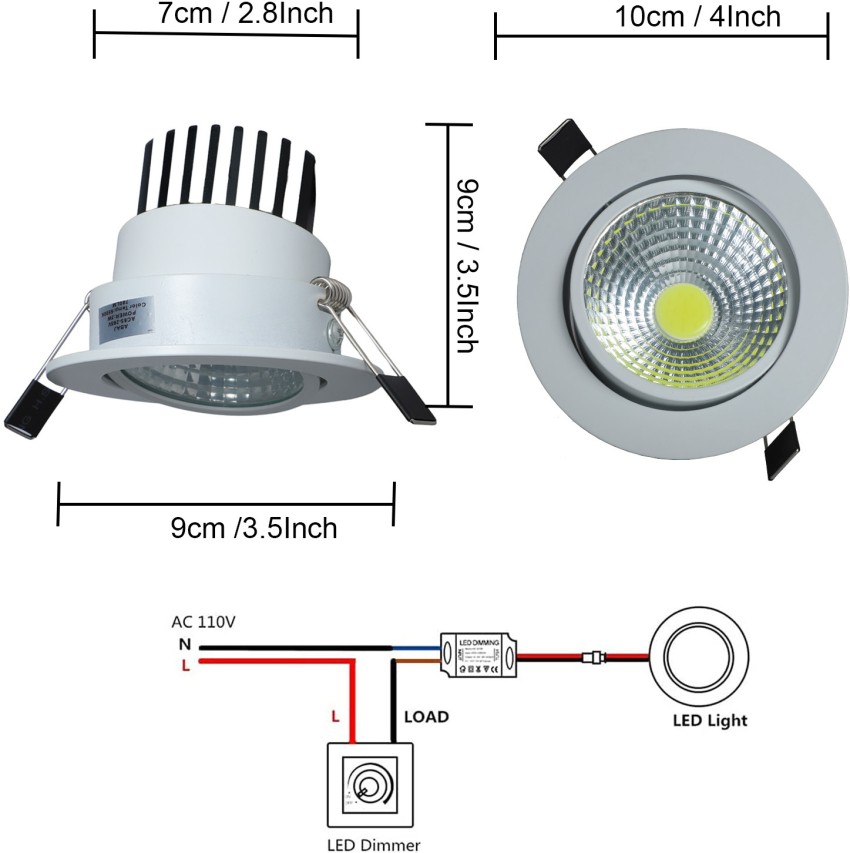 ABAJ 20Watt LED Round 4K Ceiling COB Deep Down Light Pack of 6