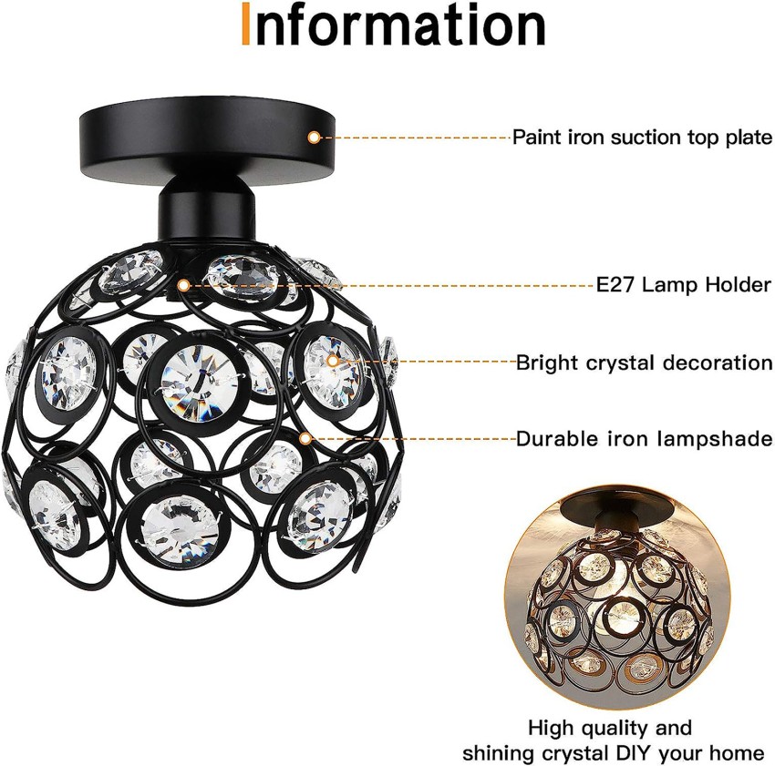 Homesake Black Metal Dual Ring Crystal Flush Mount Ceiling Light, Ceiling  Light Ceiling Lamp Price in India - Buy Homesake Black Metal Dual Ring  Crystal Flush Mount Ceiling Light, Ceiling Light Ceiling