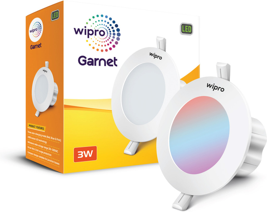 Wipro Garnet 3 W RBP Mini Downlight Colour Changing Red Blue Pink Pack of 1 Ceiling Light Ceiling Lamp Price in India Buy Wipro Garnet 3 W RBP Mini Downlight Colour