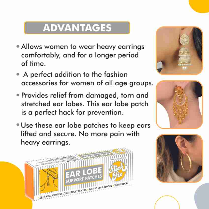 SLICKFIX Ear Lobe Tape/Invisible Ear Lobe Support Patch for Heavy  Earrings Rounded Plastic Tape (Manual) - Plastic Tape