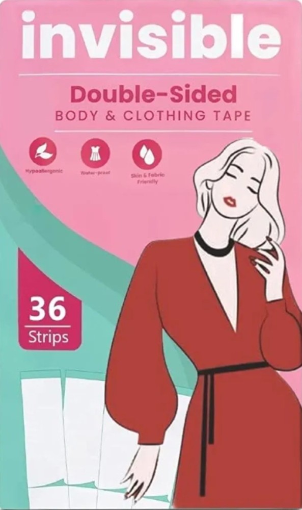 Double Sided Tape for Clothes, Fashion Tape for Women (100 Pack) Clothing  Tape and Body Tape for Skin, All Day Strength Tape Adhesive, Invisible and