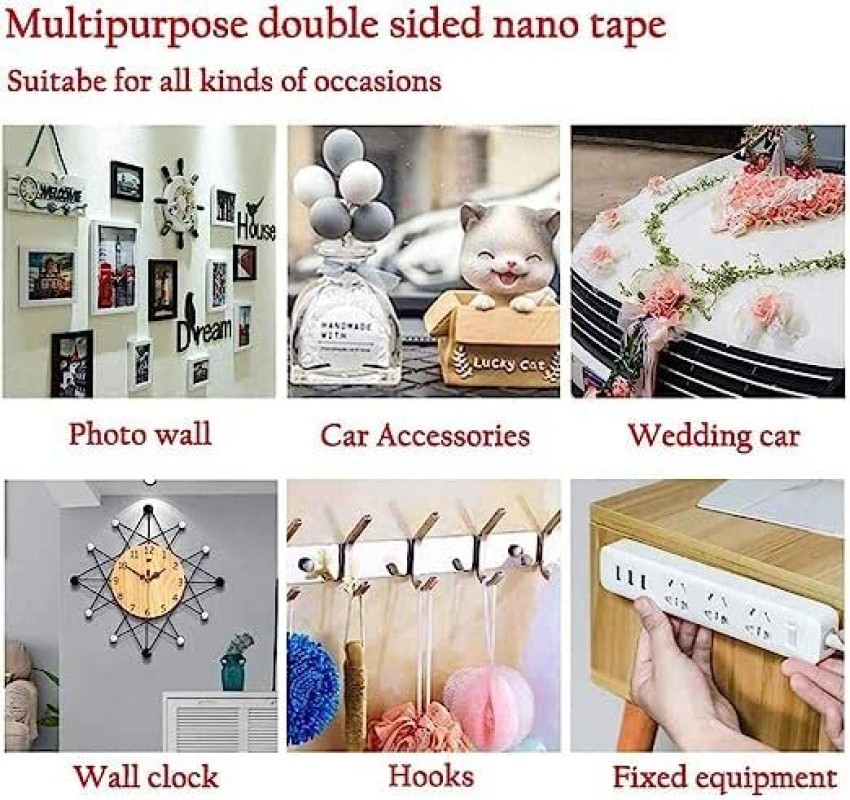 Dfix Double Sides, Washable, Reusable Nano Double Sided Tape  Handheld Heavy-Duty Multipurpose Traceless Mounting Adhesive Tape (Manual)  - Heavy-Duty Multipurpose Traceless Mounting Adhesive Tape