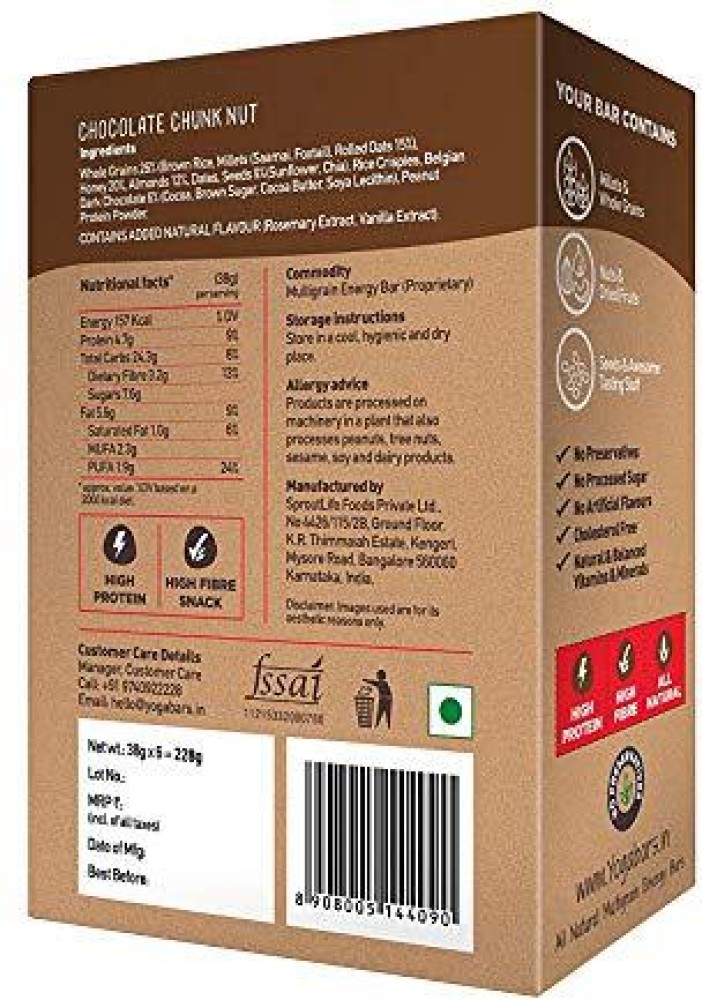 Yogabar Chocolate Chunk Energy Bar (Pack Of 6)+ Organic Quinoa 1.5kg  Plastic Bottle Price in India - Buy Yogabar Chocolate Chunk Energy Bar  (Pack Of 6)+ Organic Quinoa 1.5kg Plastic Bottle online