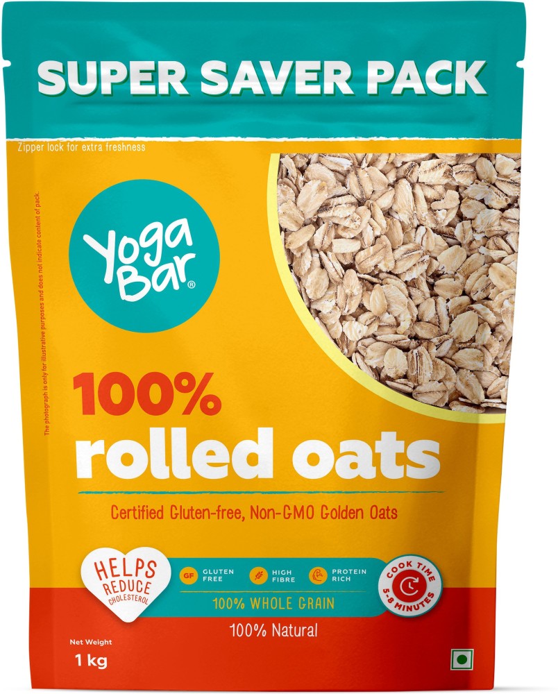 Yogabar Super 100% Rolled Oats 1kg, Ideal Breakfast for Weight Box Price  in India - Buy Yogabar Super 100% Rolled Oats 1kg