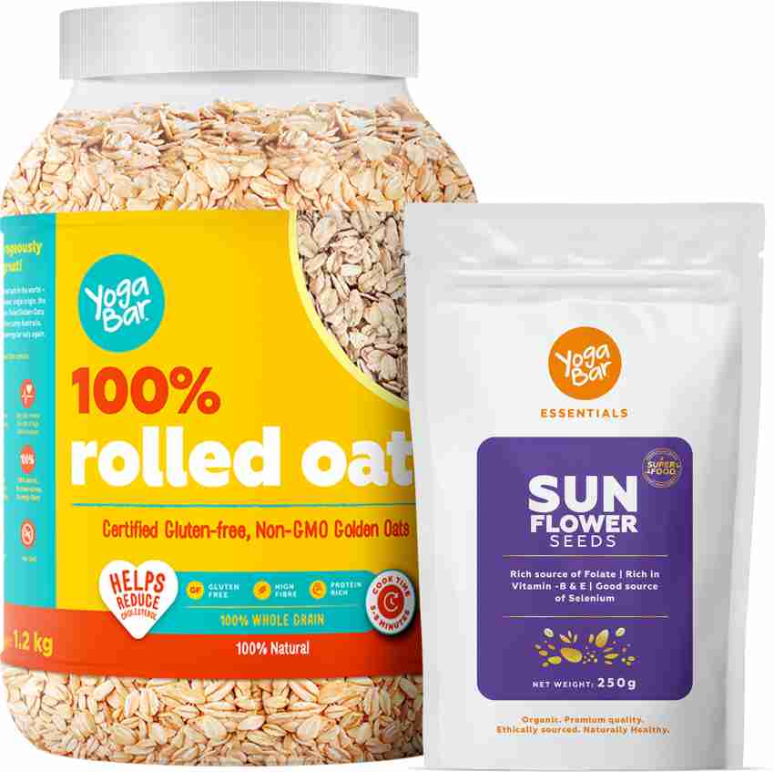 Yogabar High Protein Rolled Oats 1kg with Sunflower Seeds 250g Plastic  Bottle Price in India - Buy Yogabar High Protein Rolled Oats 1kg with  Sunflower Seeds 250g Plastic Bottle online at