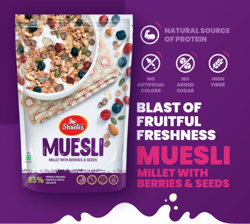 shanti's Chocolate Muesli Breakfast Cereal Ready to Eat Children