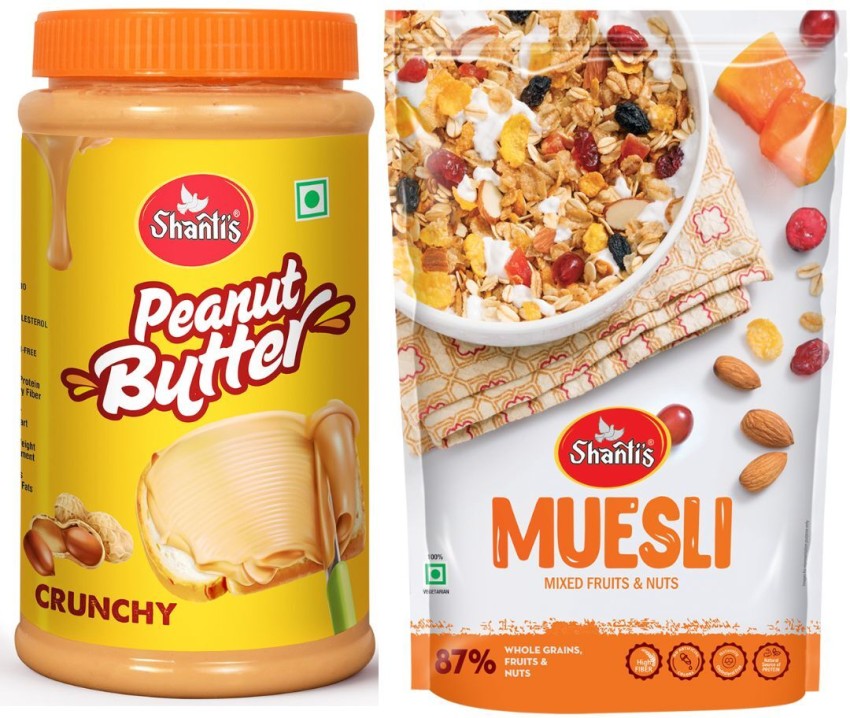 Yogabar Peanut Butter Fruits n Nuts Muesli Combo, Pure Peanut Butter