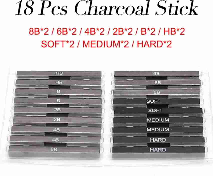 Kandle 6pcs Artist Charcoal Pencils Drawing Set Soft Medium  and Hard Charcoal Pencil 