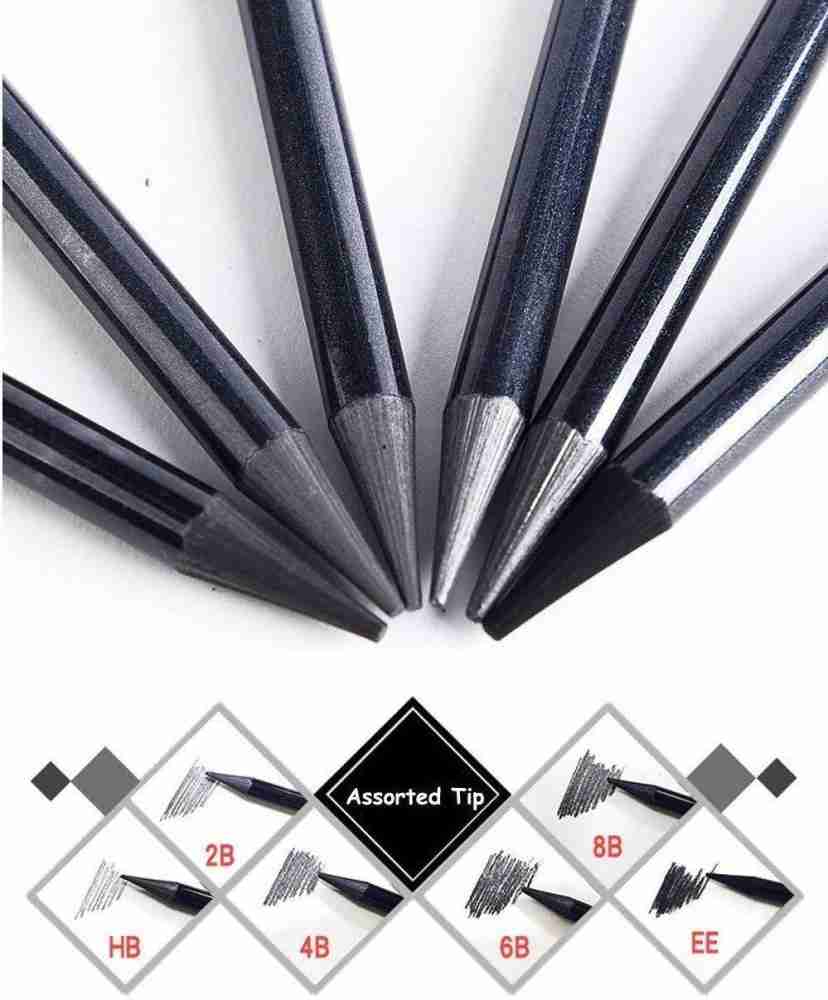 Qatalitic Compressed Charcoal Woodless Graphite Black Charcoal Pencil Set  of 6 For Sketching Shading Drawing Stick Price in India - Buy Qatalitic  Compressed Charcoal Woodless Graphite Black Charcoal Pencil Set of 6