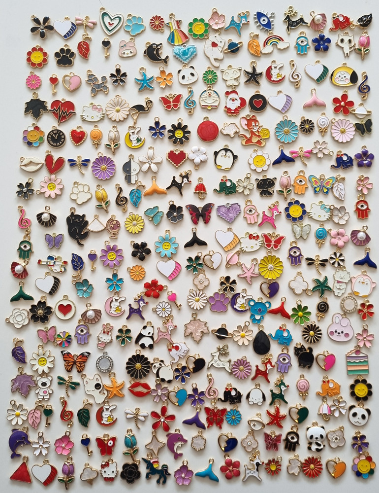 Anjulery 30-Piece Enamel Charm Set - DIY Jewelry Making For Bracelets/Necklaces (Assorted Colors)