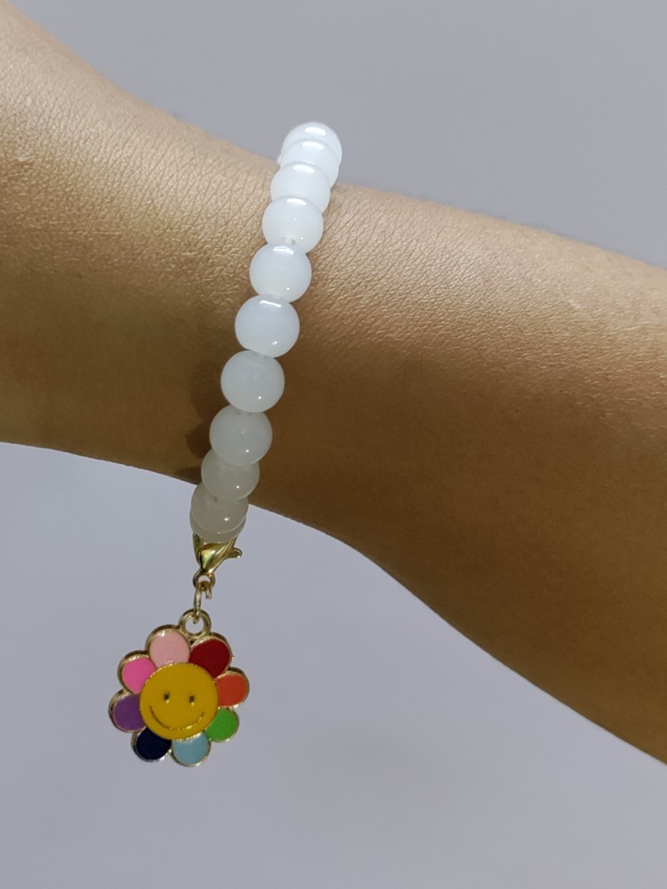 MOREL NATURAL WHITE BEADS BRACELET WITH COLORFUL SMILEY PENDANT GIFT FOR  WOMEN Glass Beaded Charm Price in India - Buy MOREL NATURAL WHITE BEADS  BRACELET WITH COLORFUL SMILEY PENDANT GIFT FOR WOMEN