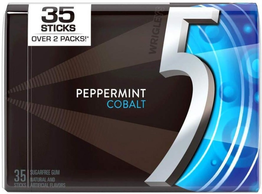  5 GUM Sugar Free Chewing Gum, Peppermint Cobalt, 35