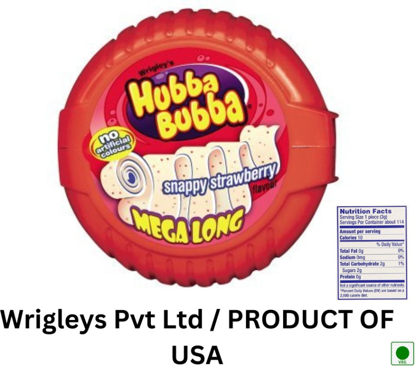 Wrigley'S Hubba Bubba Snappy Strawberry Mega Long Chewing Gum, 3 X 56 G