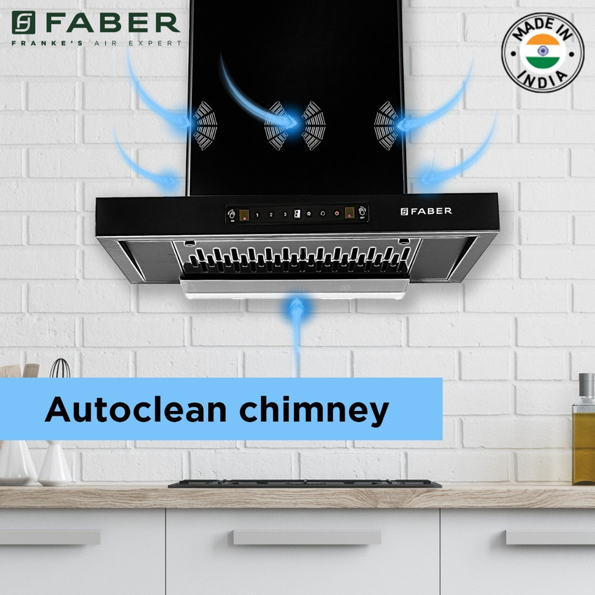 FABER HOOD BONITO 3D IND HC SC FL BK 60 Auto Clean T Shape 60cm Touch Gesture Control Autoclean Filterless Powerful 3 Way Suction Low Noise Wall Mounted BLACK 1250 CMH Chimney Price