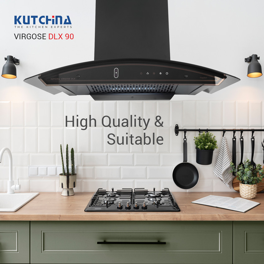 Kutchina Virgose DLX 90 Auto Clean Wall Mounted Black 1400 CMH Chimney