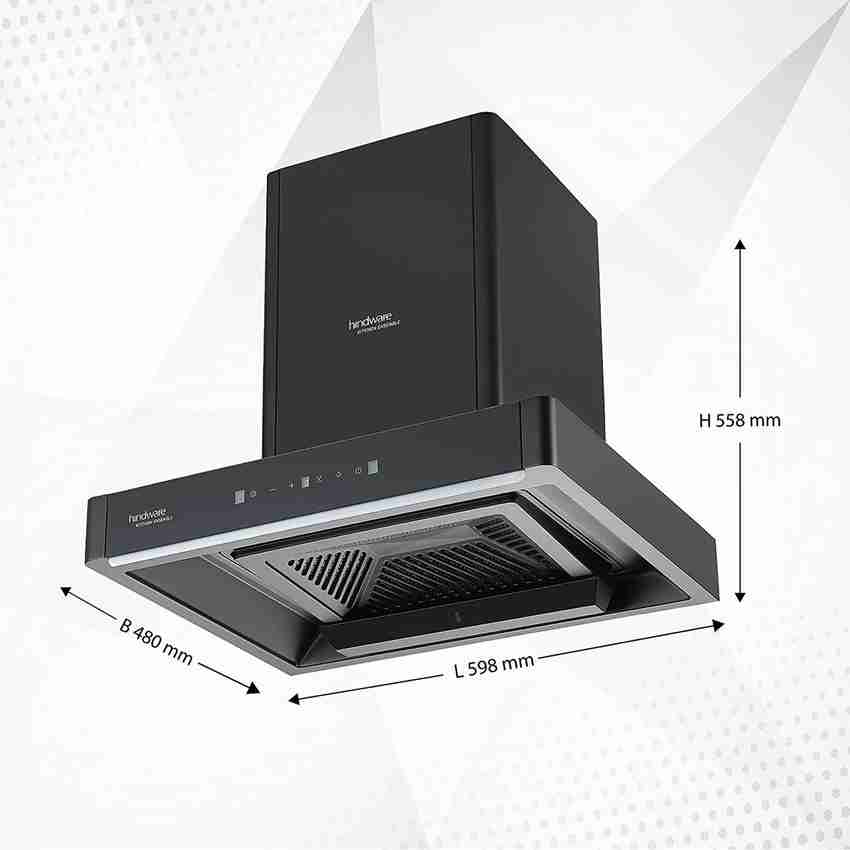 Hindware Optimus Blk 60 cm Maxx Silence Autoclean Chimney 1350m3 hr Auto Clean Wall Mounted Black 1350 CMH Chimney Price in India Buy Hindware Optimus Blk 60 cm Maxx Silence Autoclean Chimney