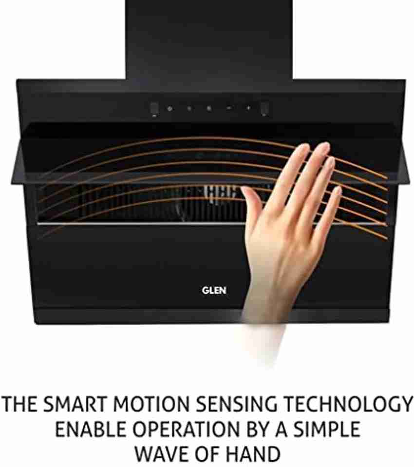 Glen 6073 Filterless Glass Chimney With Touch Controls With Motion Sensor 90CM Auto Clean Wall Mounted Black 1200 CMH Chimney Price in India Buy Glen 6073 Filterless Glass Chimney With Touch Controls ...