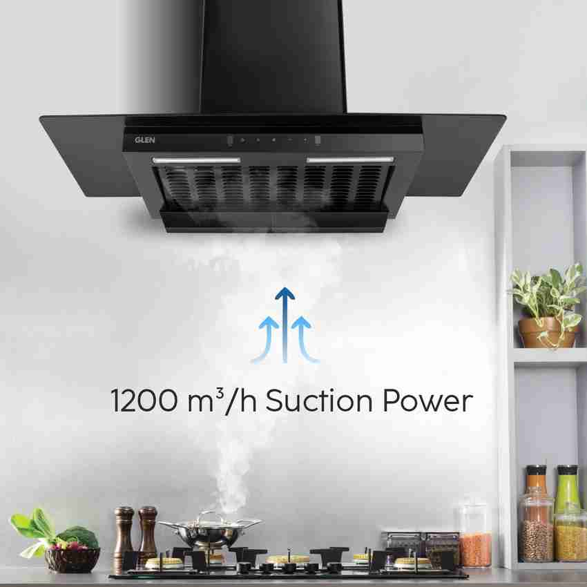 Glen 6062 Slim Glass Filter less Kitchen Chimney with Motion Sensor 90cm Auto Clean Wall Mounted BLACK 1200 CMH Chimney Price in India Buy Glen 6062 Slim Glass Filter less Kitchen Chimney with Motion ...