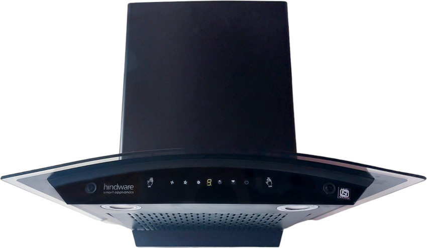 Hindware CHROMIA BLK RSN AC 90 Filterless 3 Speed Gesture Control Thermal Auto Clean Wall Mounted Black 1200 CMH Chimney Price in India Buy Hindware CHROMIA BLK RSN