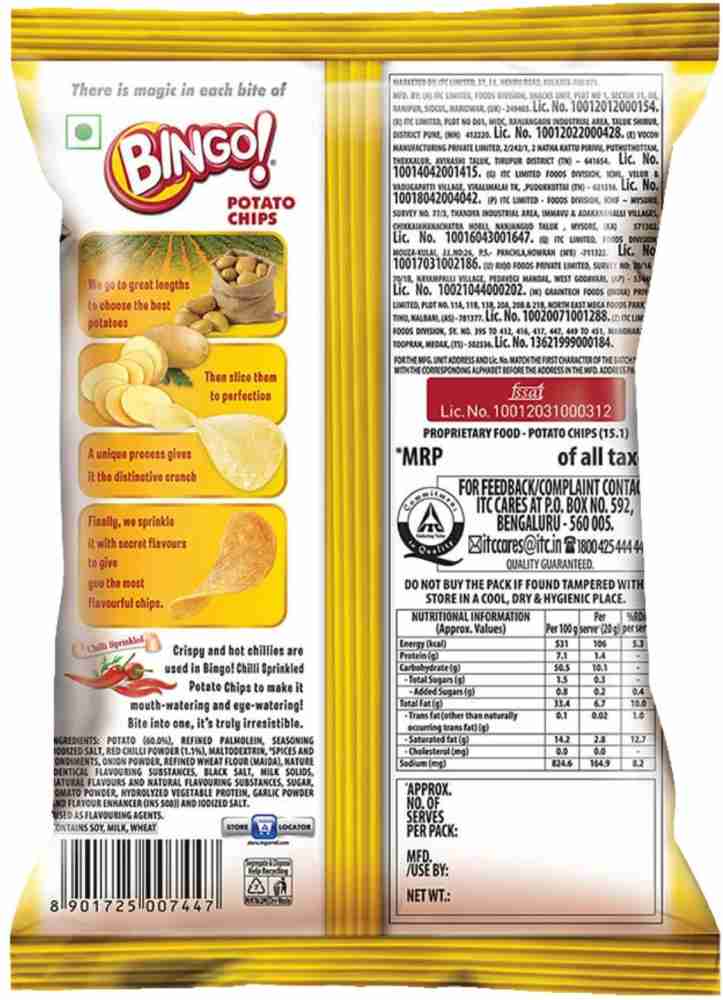 Bingo Flat Cut Spicy Potato Chips - Original Style, Chilli♉ Acompanhe a ...