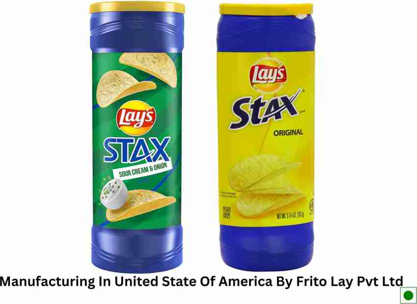 Lay's STAX Sour Cream & Onion + Original (Pack Of 2 Flavours) (IMPORTED  FROM USA) Chips Price in India - Buy Lay's STAX Sour Cream & Onion +  Original (Pack Of 2 Flavours) (IMPORTED FROM USA) Chips online at