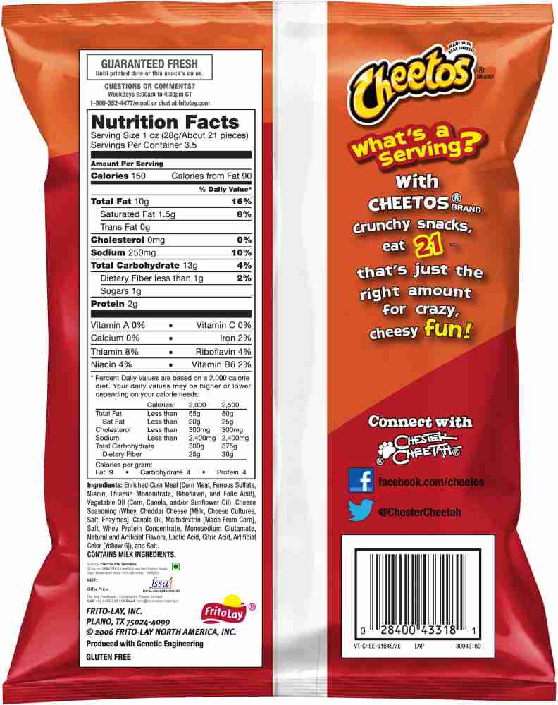 Buy Cheetos Crunchy Cheese Flavored Snacks 50g Online