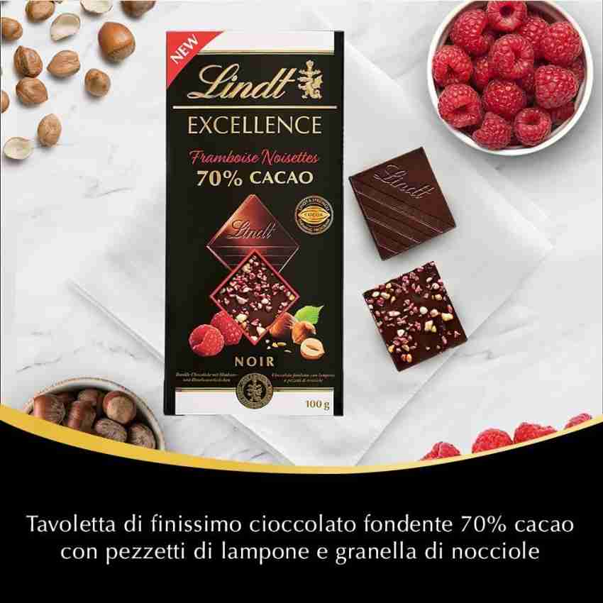Lindt Excellence Noir Framboise Noisettes 70% Cacao 100g (lot de 4) 