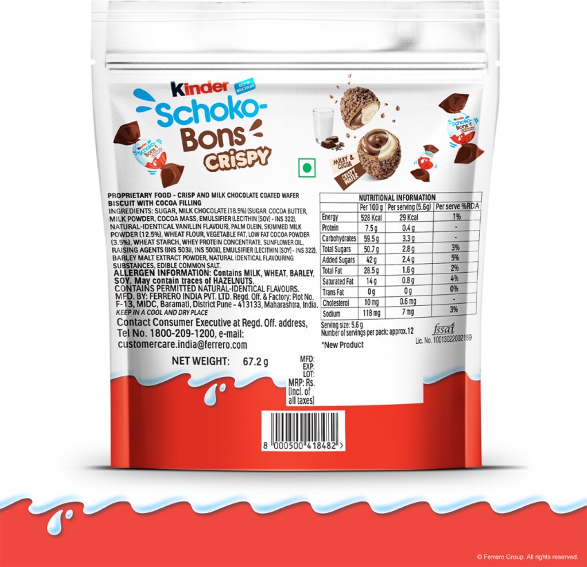 Buy Kinder Schoko Bons Crispy Milk Chocolate 23.2 g Online at Best Prices  in India - JioMart.