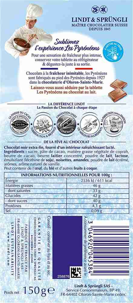 Lindt Les Pyrénéens Milk Chocolate Bar - 150 g