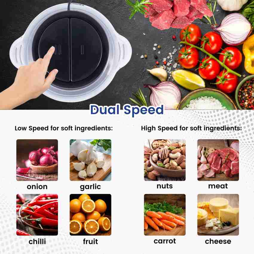 SKYTONE Electric Food Chopper, 2L 8-Cup Stainless Steel Bowl Kitchen Mini  Food Processor for Meat Vegetables Fruits or Nuts, 700w 4bi-Level Blades 