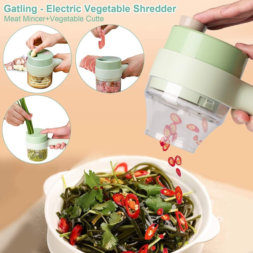 4 In 1 Portable Handheld Electric Vegetable Cutter Set, Wireless