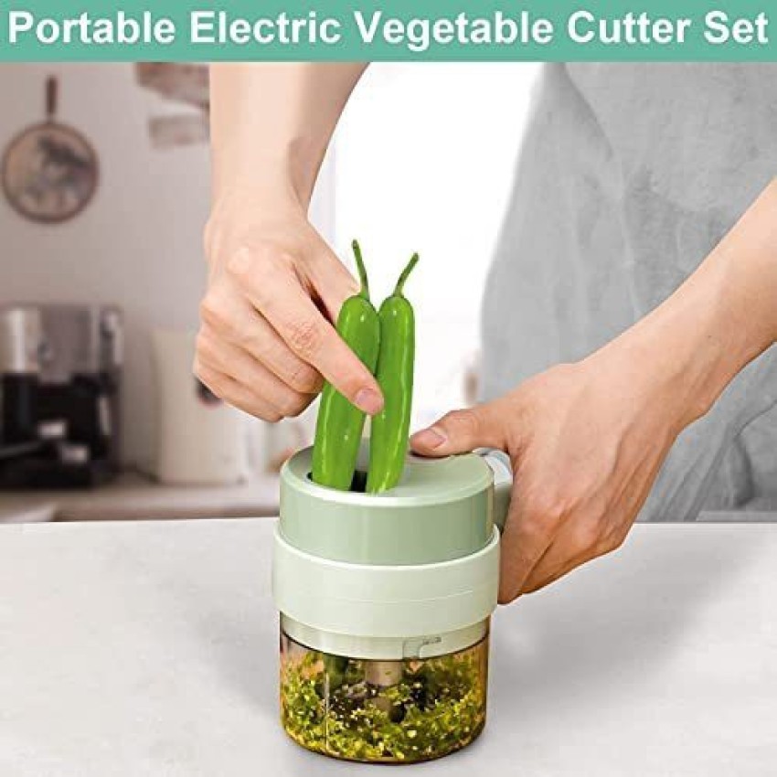 4 in 1 Kitchen Mini Handheld Electric Vegetable Cutter Set Wireless Food  Chopper