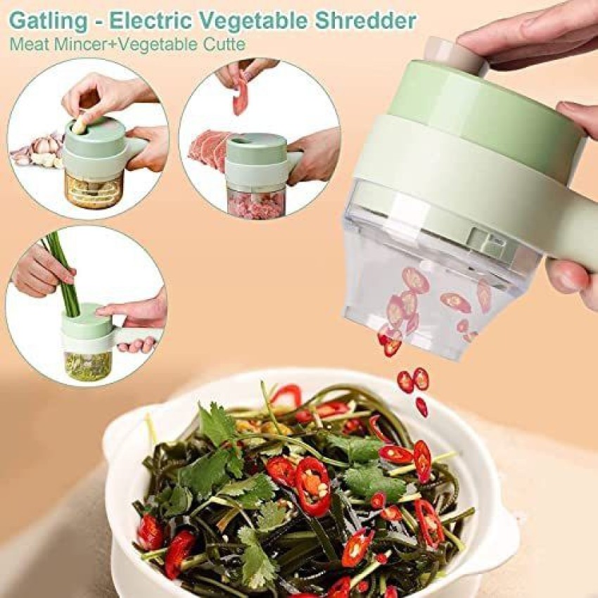 4 In 1 Electric Vegetable Cutter Set Portable Mini Wireless Food