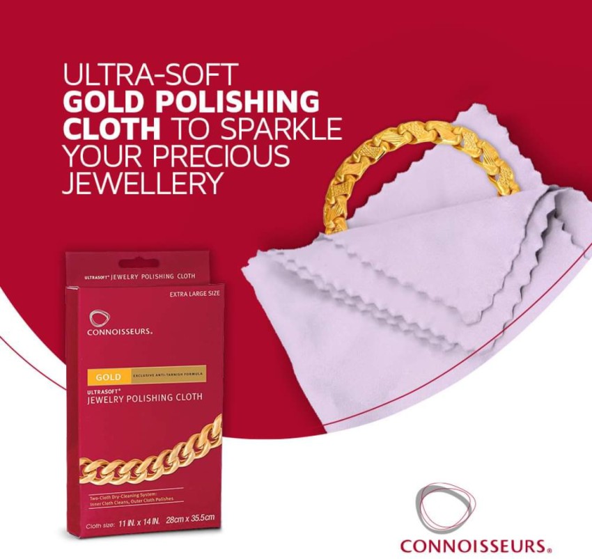 Connoisseurs Gold Jewelry Polishing Cloth , Makes Jewelry Sparkle 11 X 14  Inches