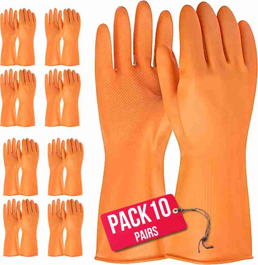 F8WARES Heavy duty Reusable Dishwashing Industrial Gardening Cleaning Rubber Hand Gloves Wet and Dry Glove Set