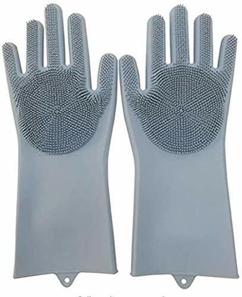 ChouhanjiStore Magic Dishwashing Gloves with Scrubber Silicone