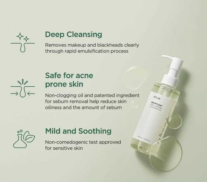 ANUA HEARTLEAF Pore Control Cleansing Oil 200mL Face Wash Price in India Buy ANUA HEARTLEAF Pore Control Cleansing Oil 200mL Face Wash Online In India Reviews Ratings Features Flipkart