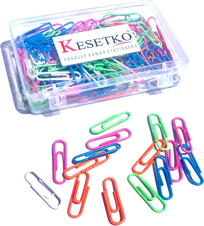 KESETKO Paper Clips 30mm Plastic & Metal Gem Clips, U clips  Multicolor (120 Piece) 