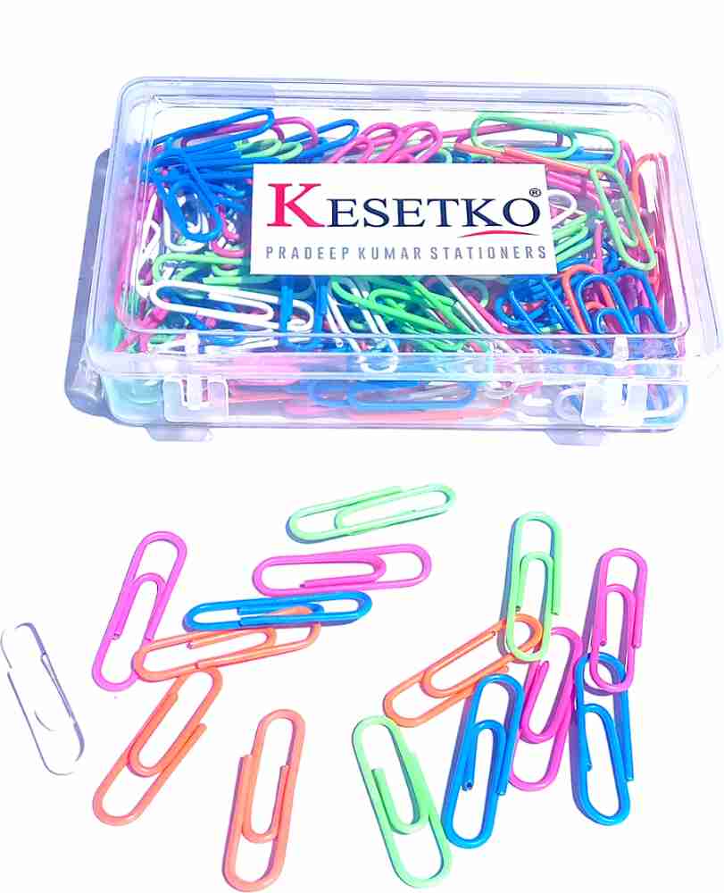 KESETKO Paper Clips 30mm Plastic & Metal Gem Clips, U clips  Multicolor (120 Piece) 