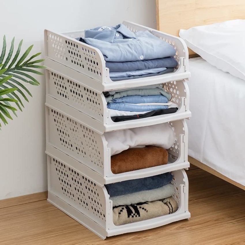 Wardrobe Clothes Organizer for Folded Stackable, Collapsible